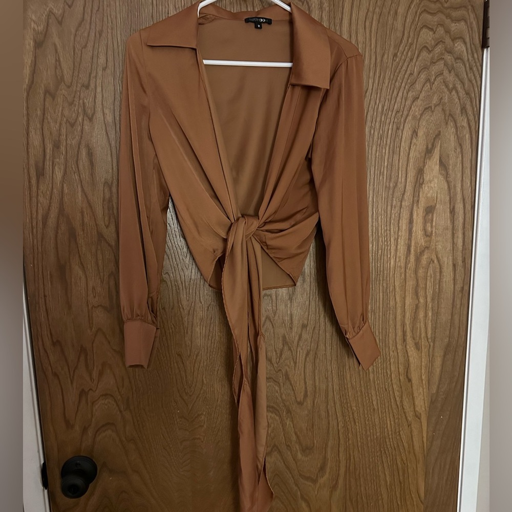 Silky shirt, size M, very low cut